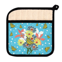 Load image into Gallery viewer, Pot Holder with Pocket - Tropical Blue Floral Bouquet