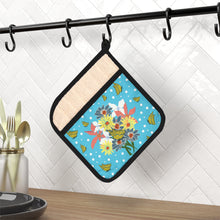 Load image into Gallery viewer, Pot Holder with Pocket - Tropical Blue Floral Bouquet