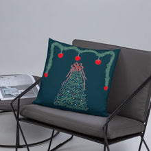 Load image into Gallery viewer, Christmas Tree - Multilingual Throw Pillow (Color: Blue Whale)