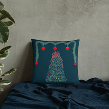 Load image into Gallery viewer, Christmas Tree - Multilingual Throw Pillow (Color: Blue Whale)