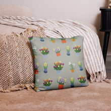 Load image into Gallery viewer, Spring Blooms Khaki Background Basic Pillow