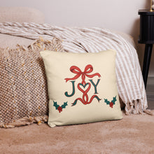 Load image into Gallery viewer, Joy Ribbon Christmas Pillow 18x18