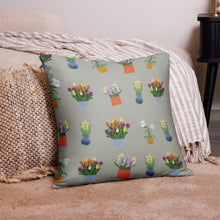 Load image into Gallery viewer, Spring Blooms Khaki Background Basic Pillow