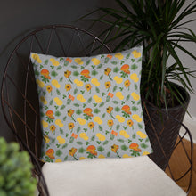 Load image into Gallery viewer, Mushrooms & Wildflowers Decorative Throw Pillow - Late Bloomer Art Studio