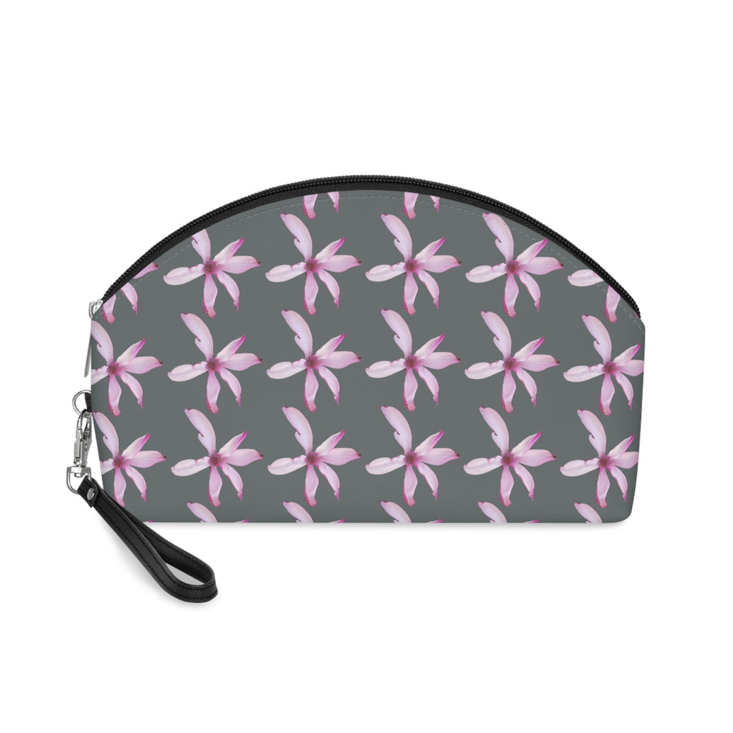 Pink/Gray Flower Makeup Bag