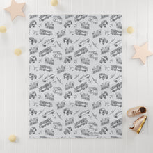 Load image into Gallery viewer, Trains, Planes and Automobiles Soft Fleece Baby/Toddler/Preschooler Blanket
