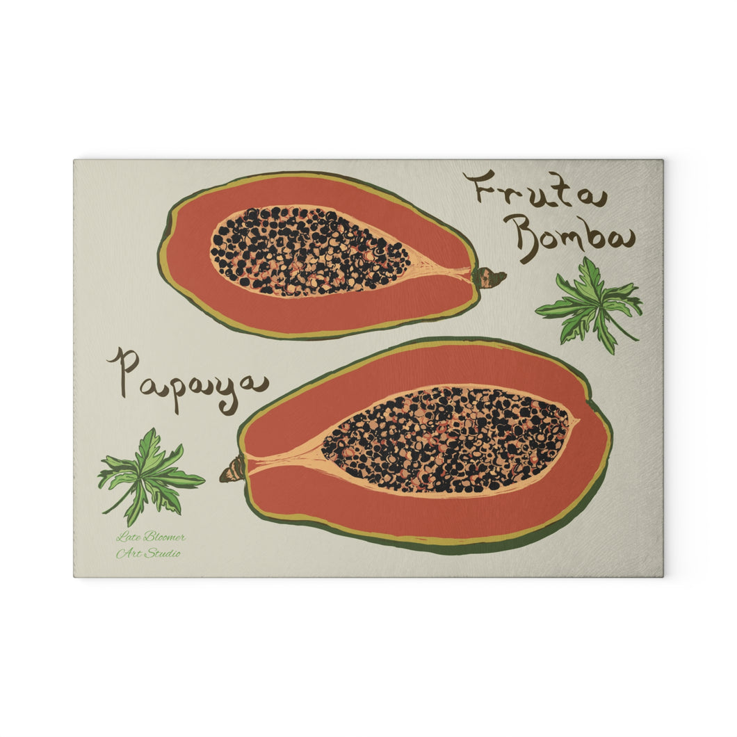 Glass Cutting Board - Papaya/Fruta Bomba (2 Sizes)