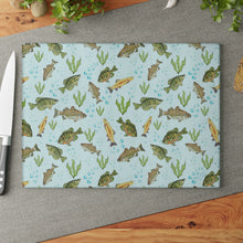 Load image into Gallery viewer, Glass Cutting Board - Fresh Water Fishes 11 x 15
