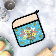 Load image into Gallery viewer, Pot Holder with Pocket - Tropical Blue Floral Bouquet
