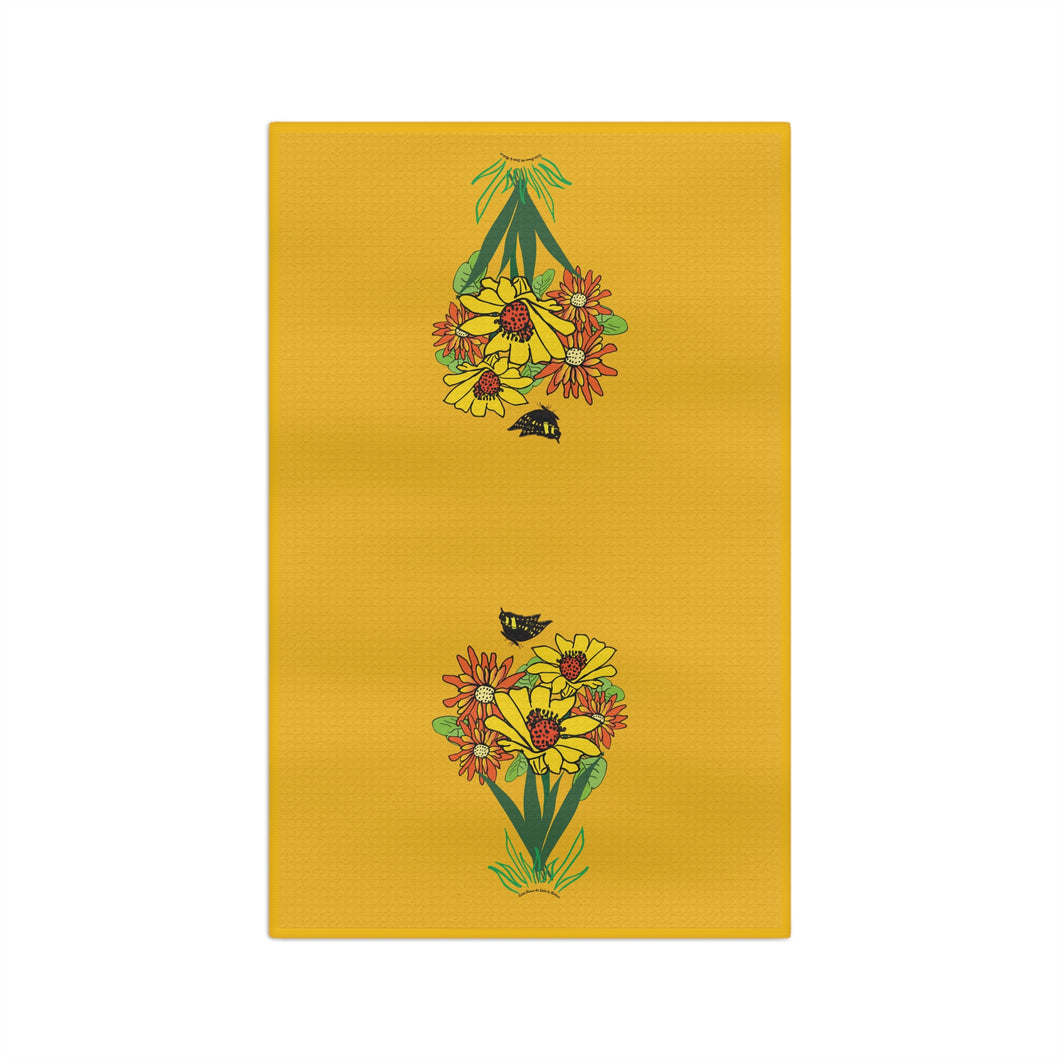 Yellow Wildflower Microfiber Tea Towel