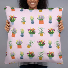 Load image into Gallery viewer, Spring Blooms Light Pink Background Basic Pillow
