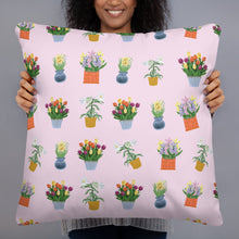 Load image into Gallery viewer, Spring Blooms Light Pink Background Basic Pillow
