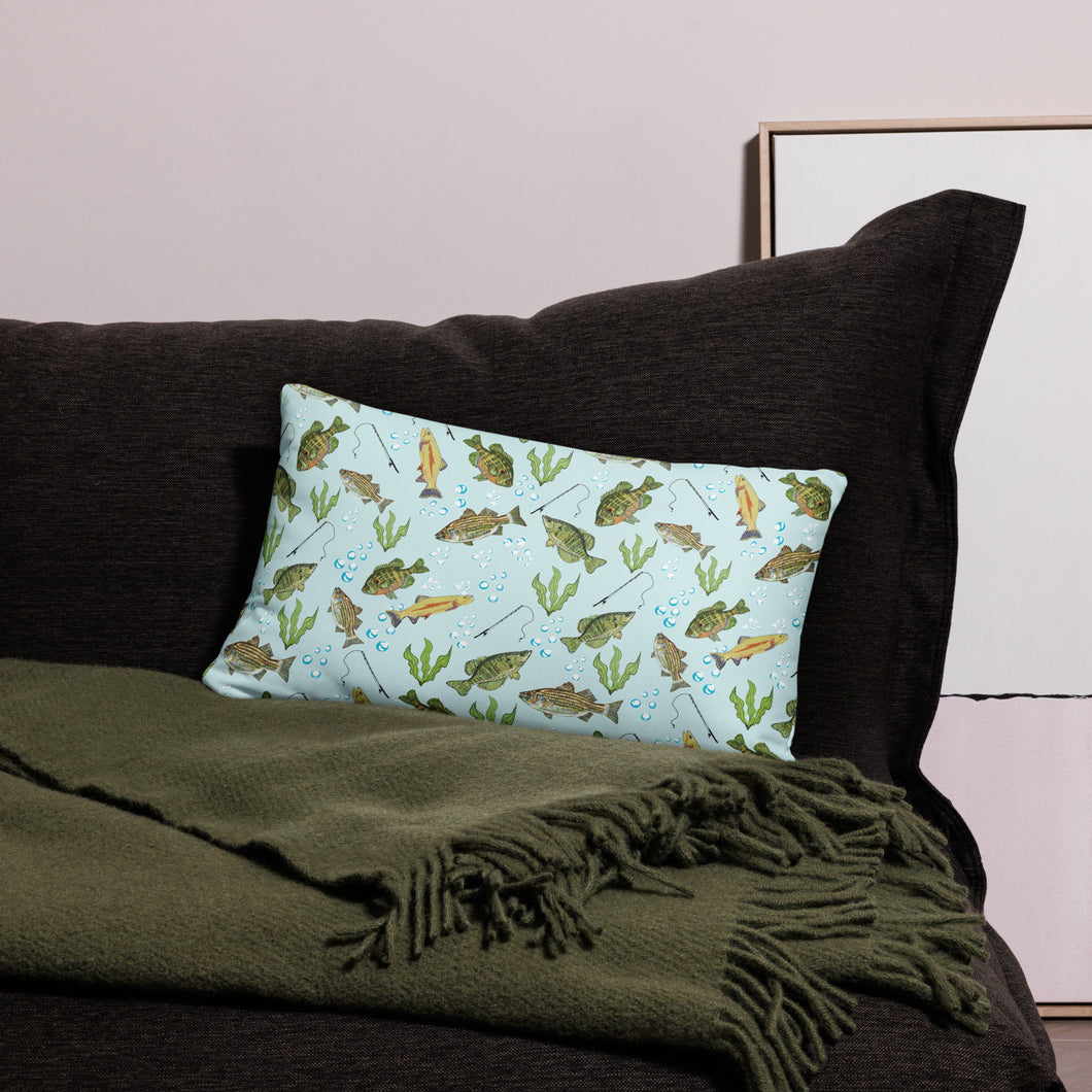 Fresh Water Fishing Basic Throw Pillow 20 x 12