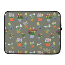 Load image into Gallery viewer, Laptop Sleeve Potted Flowers - Khaki Green Background
