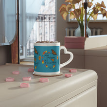 Load image into Gallery viewer, Christian Message Heart-Shaped Mug (Turquoise)
