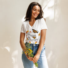 Load image into Gallery viewer, Do Not Conform/Be Transformed- Women’s relaxed V-neck t-shirt
