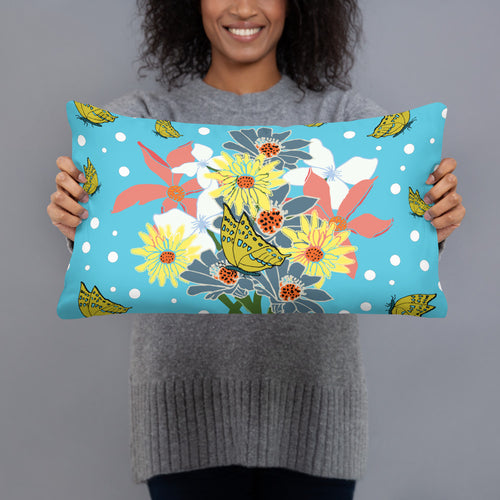 Tropical Blue Flower Bouquet Pillow 20