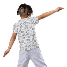 Load image into Gallery viewer, Kids crew neck t-shirt-Trains, Planes and Automobiles
