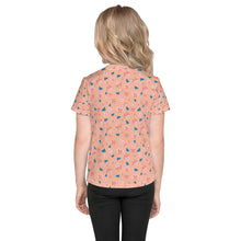 Load image into Gallery viewer, Girl&#39;s Pastel Flowers and Butterflies crew neck t-shirt
