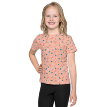 Load image into Gallery viewer, Girl&#39;s Pastel Flowers and Butterflies crew neck t-shirt
