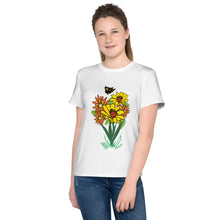 Load image into Gallery viewer, Happy Blooms Bouquet Youth Girl&#39;s crew neck t-shirt
